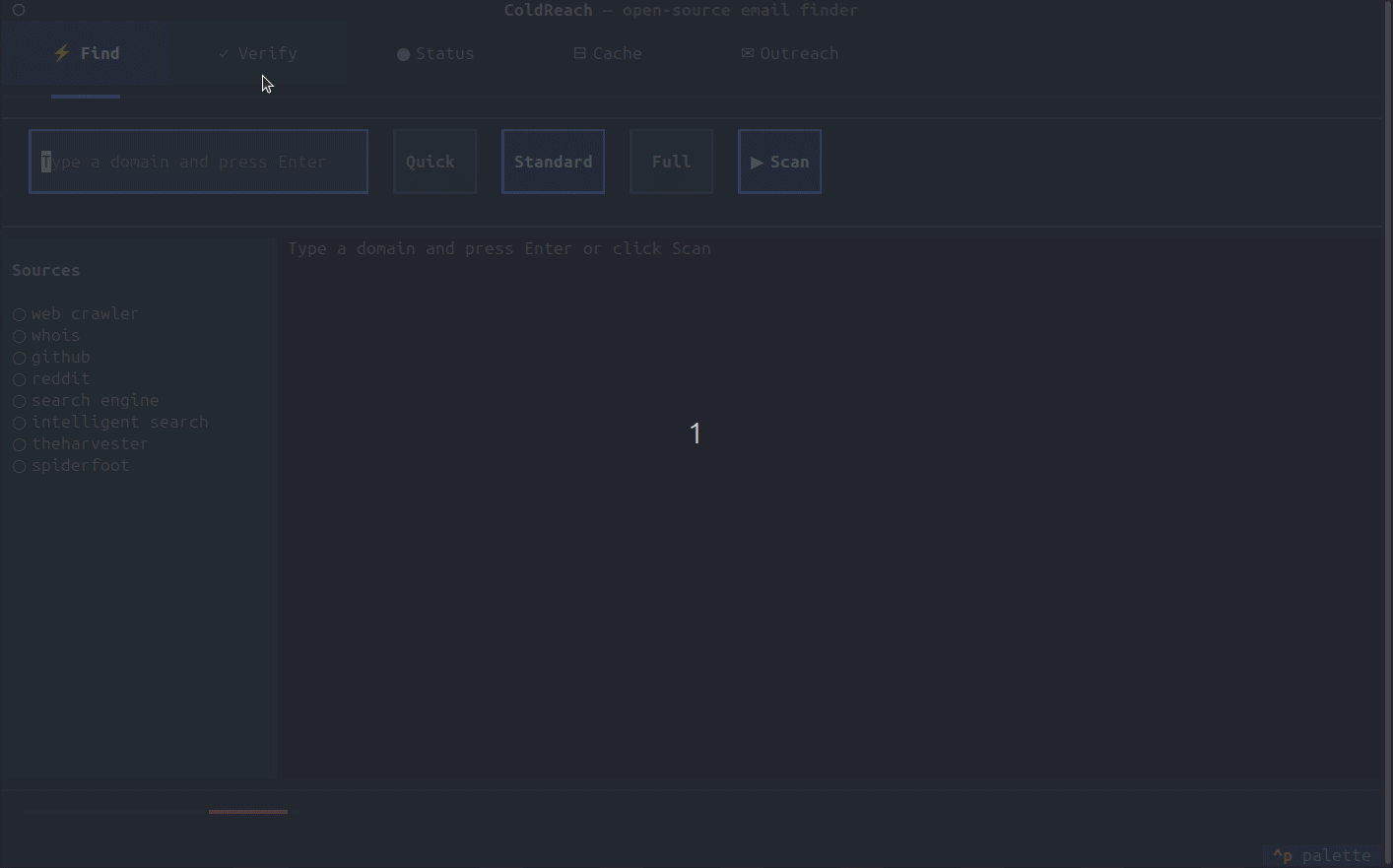 Find tab — live streaming scan